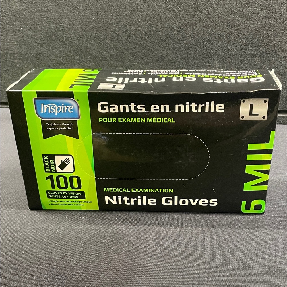Inspire Black Nitrile Gloves - 6 Mil Strength